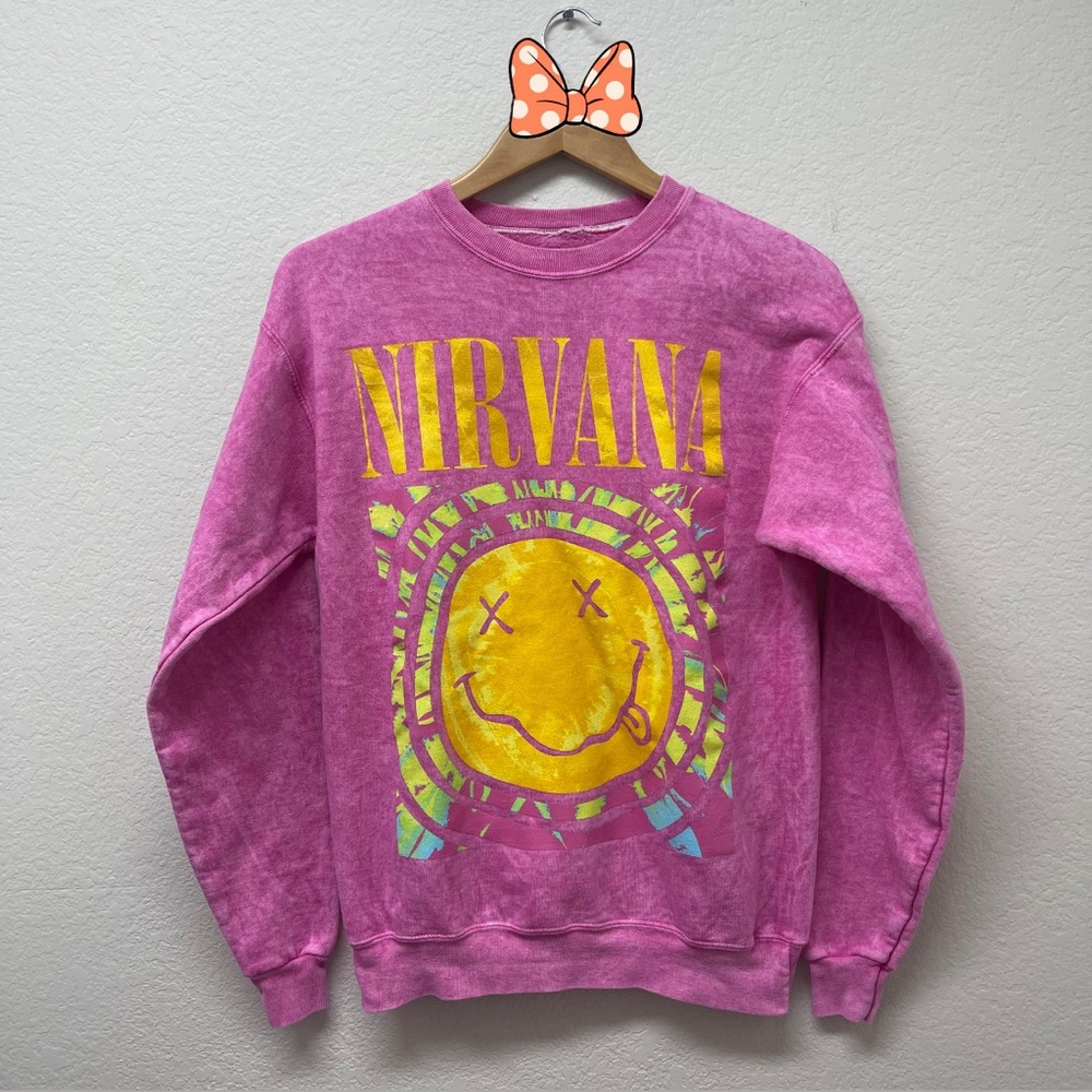URBAN OUTFITTERS Pink Nirvana Y2K Crewneck